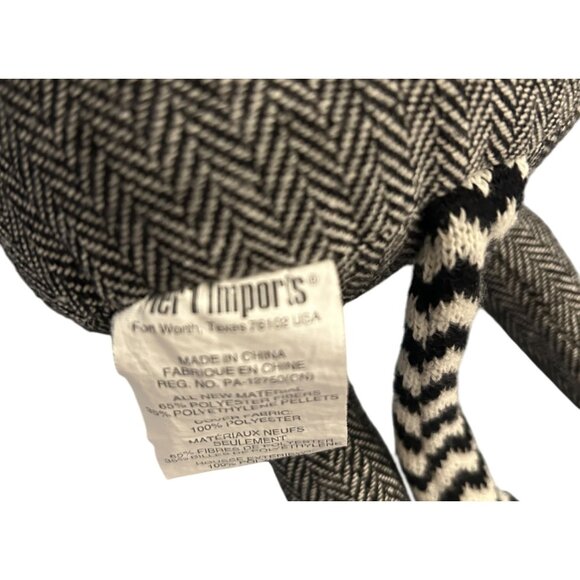 Tilly Knit Zebra Plush Stuffed Animal 20" Black Gray White Chevron By Pier 1 Imp - Picture 5 of 5